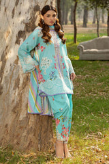 UAE-3 Piece Printed Lawn Suit with Embroidered Sleeves and Printed Trouser CL-62045