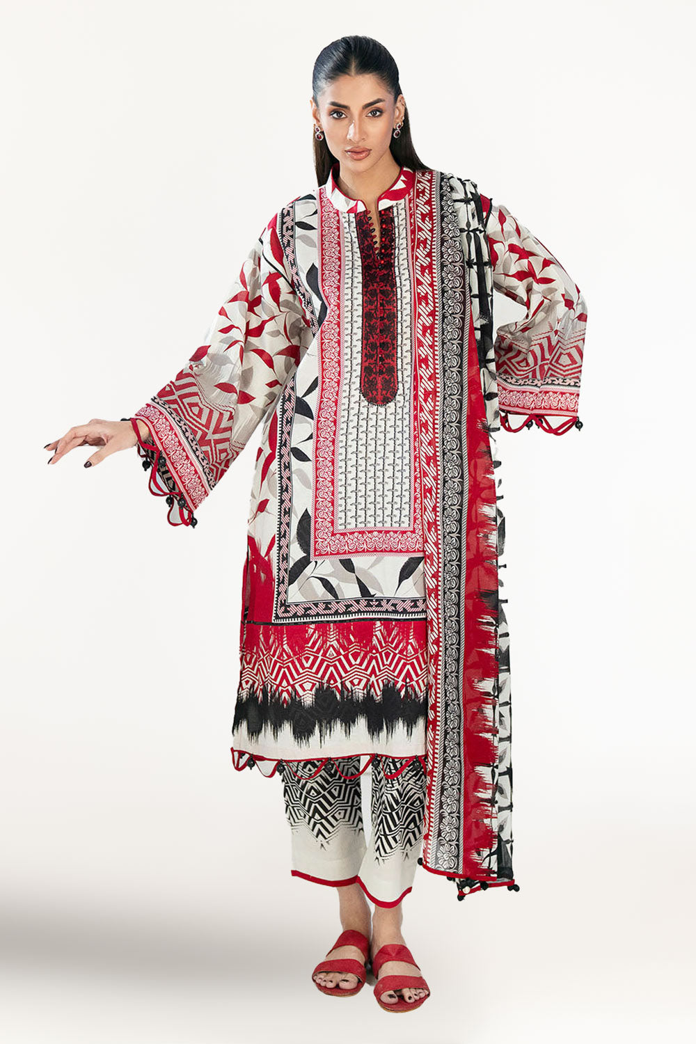 UAE-3 Piece Embroidered Printed Lawn Suit CL-62227