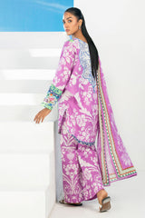 UAE-3 Piece Printed Lawn Suit with Embroidered Organza Lace