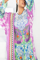 UAE-3 Piece Printed Lawn Suit with Embroidered Organza Lace