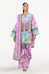 UAE-3 Piece Printed Lawn Suit with Embroidered Organza Lace