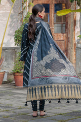 UAE-3 Piece Lacquer Printed Lawn Suit with Printed Denting Dupatta