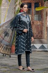 UAE-3 Piece Lacquer Printed Lawn Suit with Printed Denting Dupatta