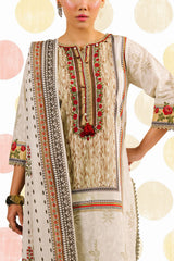 UAE-3 Piece Printed Cotton Suit with Printed Lawn Dupatta