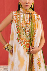 UAE-3 Piece Printed Cotton Suit with Printed Lawn Dupatta