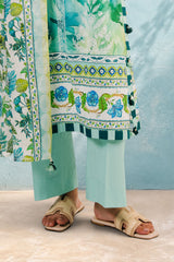 UAE-3 Piece Printed Cotton Suit with Printed Lawn Dupatta