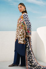 UAE-3 Piece Printed Cotton Suit with Printed Lawn Dupatta