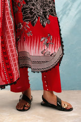 UAE-3 Piece Printed Cotton Suit with Printed Lawn Dupatta