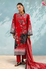 UAE-3 Piece Printed Cotton Suit with Printed Lawn Dupatta