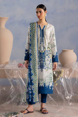 UAE-3 Piece Printed Cotton Suit with Printed Lawn Dupatta
