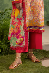 UAE-3 Piece Printed Cotton Suit with Printed Lawn Dupatta