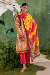UAE-3 Piece Printed Cotton Suit with Printed Lawn Dupatta