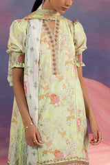 UAE-3 Piece Printed Cotton Suit with Printed Lawn Dupatta
