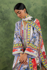 UAE-3 Piece Printed Cotton Suit with Printed Lawn Dupatta