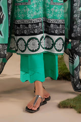 UAE-3 Piece Printed Cotton Suit with Printed Lawn Dupatta