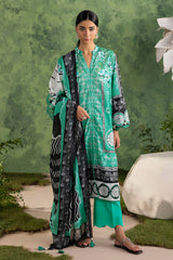 UAE-3 Piece Printed Cotton Suit with Printed Lawn Dupatta