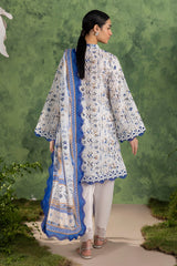UAE-3 Piece Printed Cotton Suit with Printed Lawn Dupatta and Embroidered Trouser Border