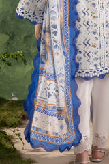 UAE-3 Piece Printed Cotton Suit with Printed Lawn Dupatta and Embroidered Trouser Border