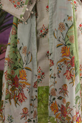 UAE-3 Piece Printed Cotton Suit with Printed Lawn Dupatta and Embroidered Sleeves