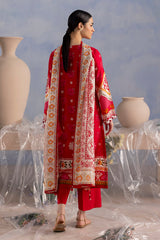 UAE-3 Piece Printed Cotton Suit with Printed Lawn Dupatta and Embroidered Neckline