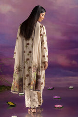 UAE-3 Piece Printed Cotton Suit with Printed Lawn Dupatta and Embroidered Trouser