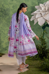 UAE-3 Piece Printed Cotton Suit with Printed Lawn Dupatta and Embroidered Trouser