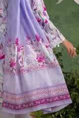 UAE-3 Piece Printed Cotton Suit with Printed Lawn Dupatta and Embroidered Trouser