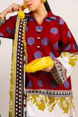 UAE-3 Piece Printed Cotton Suit with Printed Lawn Dupatta