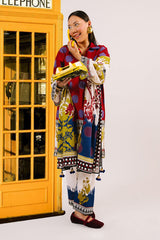 UAE-3 Piece Printed Cotton Suit with Printed Lawn Dupatta