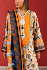 UAE-3 Piece Printed Cotton Suit with Printed Lawn Dupatta
