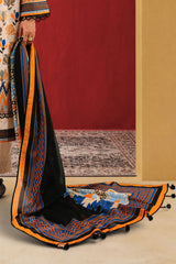 UAE-3 Piece Printed Cotton Suit with Printed Lawn Dupatta