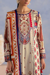 UAE-3 Piece Printed Cotton Suit with Printed Lawn Dupatta