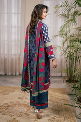 UAE-3 Piece Printed Cross Hatch Suit with Lawn Dupatta