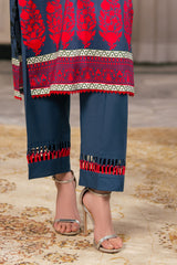 UAE-3 Piece Printed Cross Hatch Suit with Lawn Dupatta