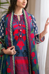 UAE-3 Piece Printed Cross Hatch Suit with Lawn Dupatta