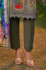 UAE-3 Piece Printed Cross Hatch Suit with Lawn Dupatta