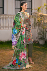 UAE-3 Piece Printed Cross Hatch Suit with Lawn Dupatta