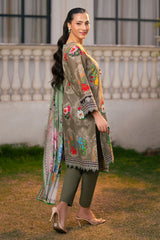 UAE-3 Piece Printed Cross Hatch Suit with Lawn Dupatta