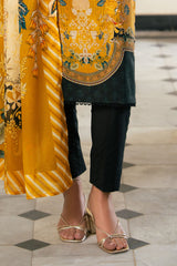 UAE-3 Piece Printed Cross Hatch Suit with Lawn Dupatta