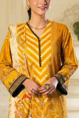 UAE-3 Piece Printed Cross Hatch Suit with Lawn Dupatta