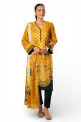UAE-3 Piece Printed Cross Hatch Suit with Lawn Dupatta