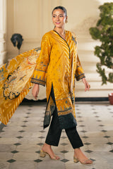 UAE-3 Piece Printed Cross Hatch Suit with Lawn Dupatta