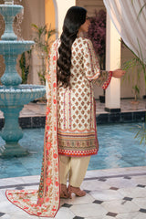 UAE-3 Piece Printed Cross Hatch Suit with Lawn Dupatta