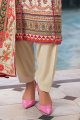 UAE-3 Piece Printed Cross Hatch Suit with Lawn Dupatta