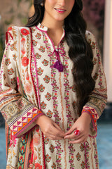 UAE-3 Piece Printed Cross Hatch Suit with Lawn Dupatta