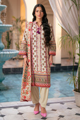UAE-3 Piece Printed Cross Hatch Suit with Lawn Dupatta