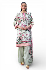 UAE-3 Piece Printed Cross Hatch Suit with Lawn Dupatta