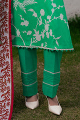 UAE-3 Piece Printed Cross Hatch Suit with Lawn Dupatta