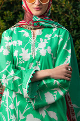 UAE-3 Piece Printed Cross Hatch Suit with Lawn Dupatta