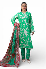 UAE-3 Piece Printed Cross Hatch Suit with Lawn Dupatta